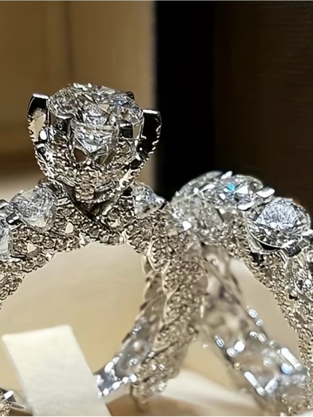 Diamond Pavé Engagement Ring - White Gold Color -